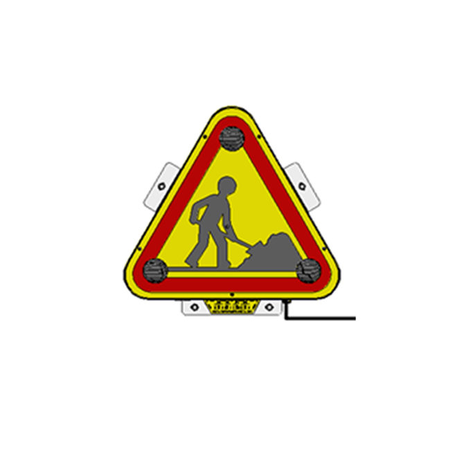 Triunghi luminos LED cu avertizare lucrari trafic o singura fata ridicare manuala 